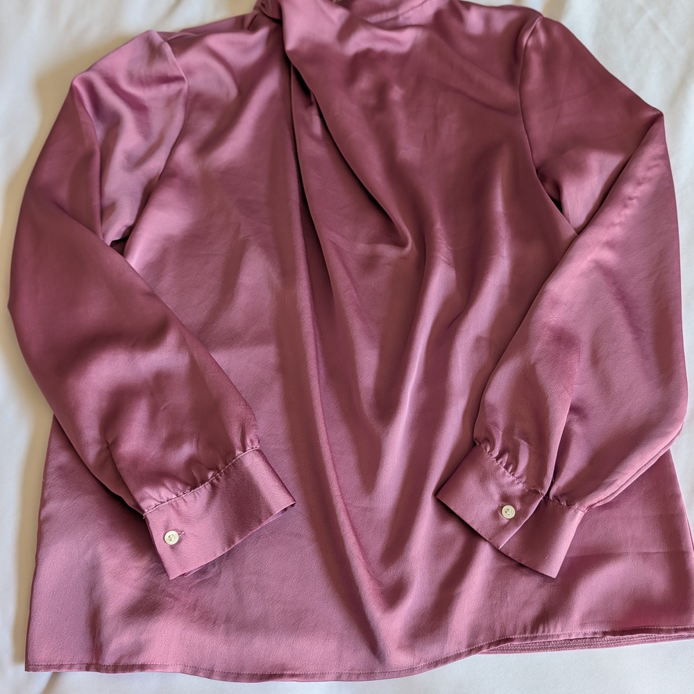 Ann Taylor Dusty Rose Satin Blouse